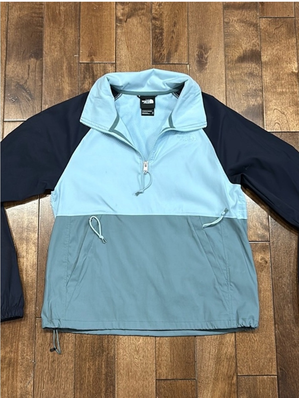 The North Face Light Blue, Slate & Navy Colorblock Half-Zip Bomber Jacket - Picture 2 of 5